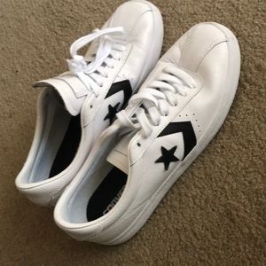 White leather converse shoes